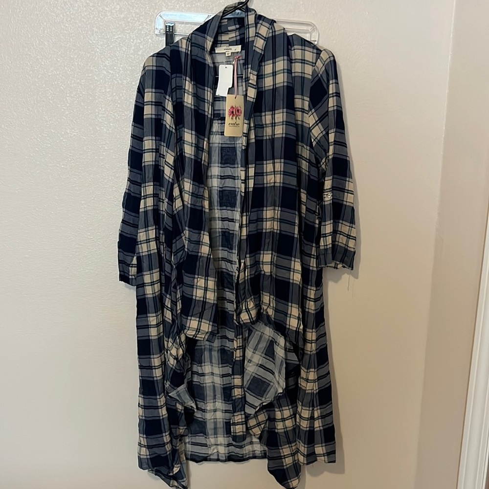 Plaid long cardigan. New with tags size medium.